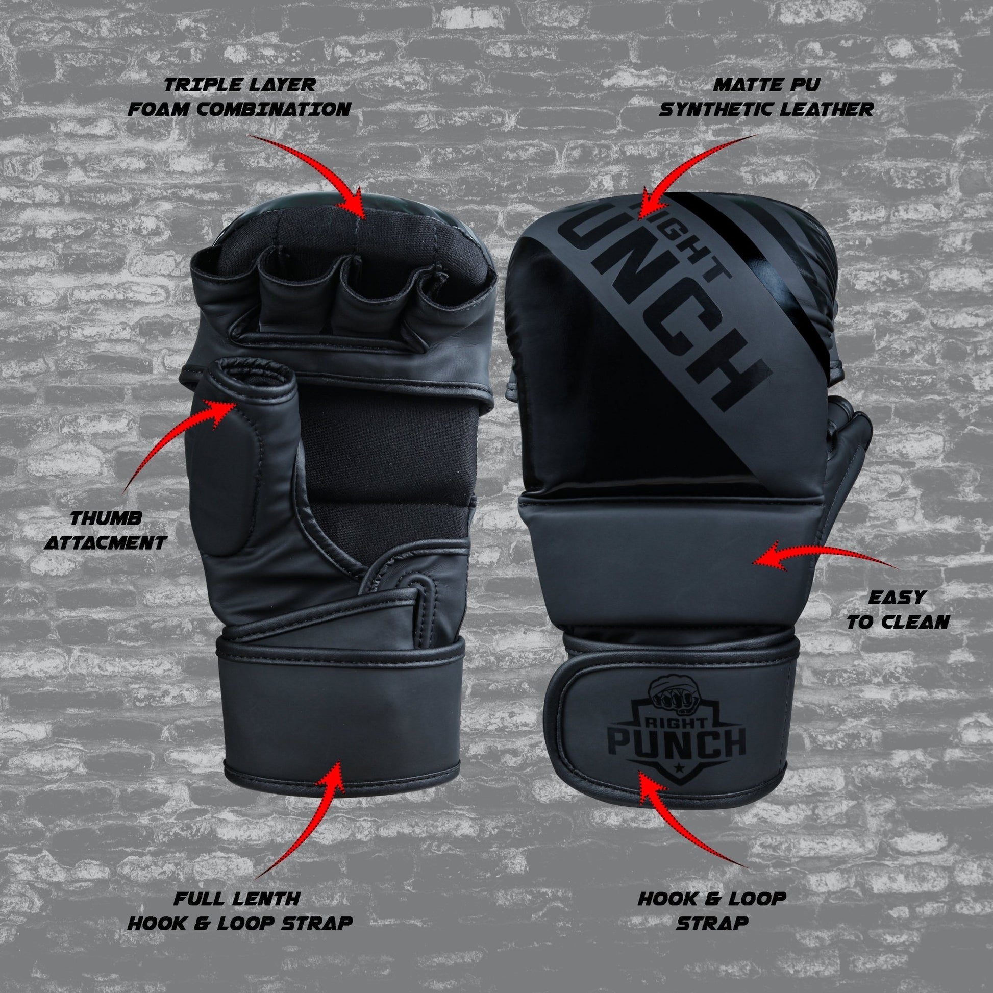 Black MMA Shooter Gloves - RightPunch Sports