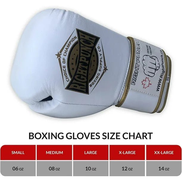 Genuine Leather Boxing Gloves White - Unisex.