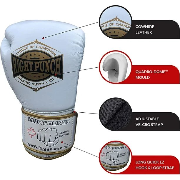 Genuine Leather Boxing Gloves White - Unisex.