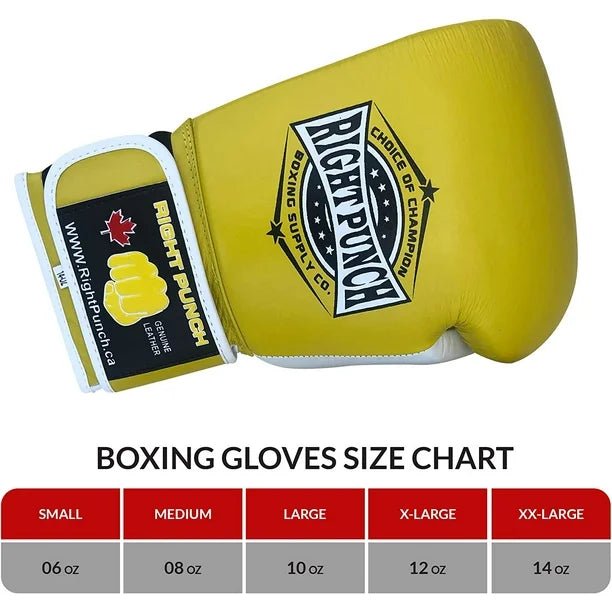 Genuine Leather Boxing Gloves Yellow - Unisex Sparring Gloves.