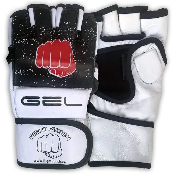 MMA Gloves Cowhide Leather White Sparring Gloves.