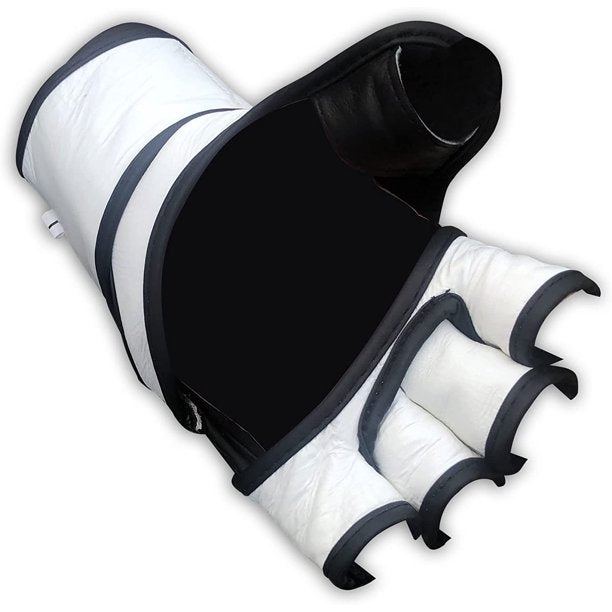 MMA Gloves Cowhide Leather White Sparring Gloves.