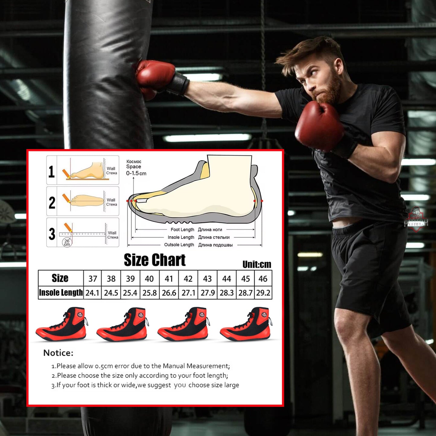 RightPunch Red High - Top Boxing and Wrestling Shoes - RightPunch Sports