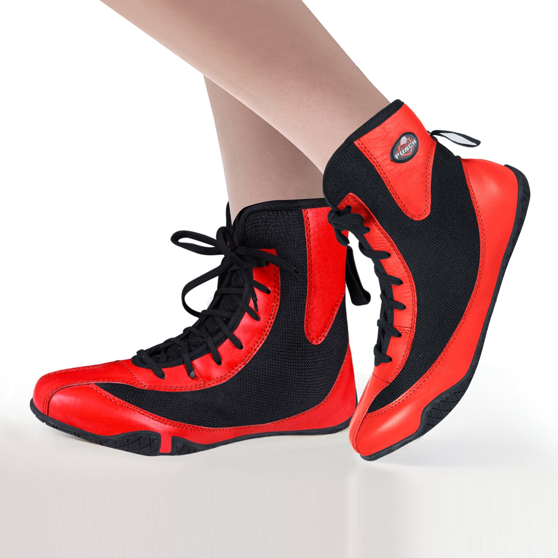 RightPunch Red High - Top Boxing and Wrestling Shoes - RightPunch Sports