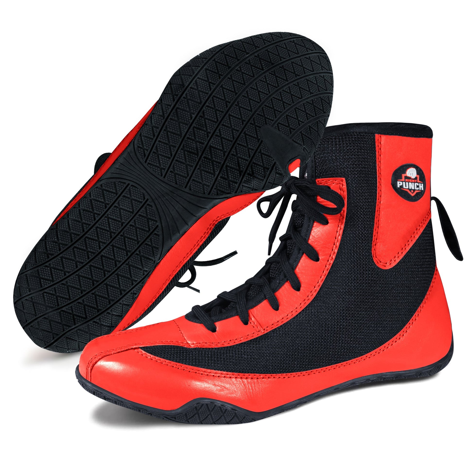 RightPunch Red High - Top Boxing and Wrestling Shoes - RightPunch Sports