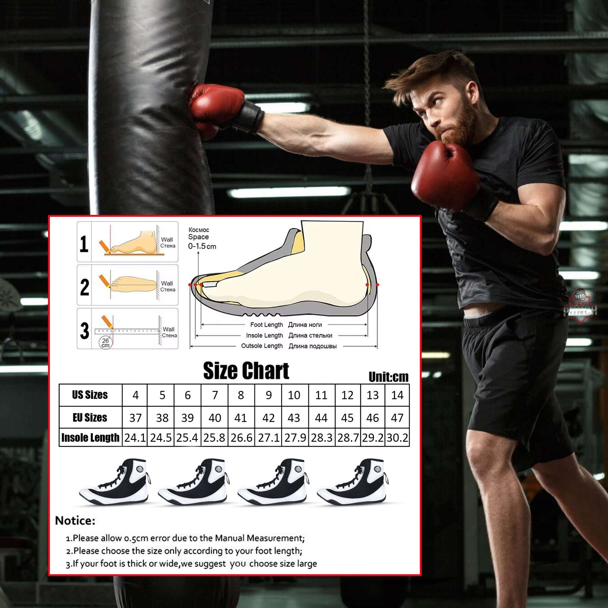 RightPunch White High - Top Boxing and Wrestling Shoes - RightPunch Sports