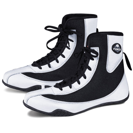 RightPunch White High - Top Boxing and Wrestling Shoes - RightPunch Sports